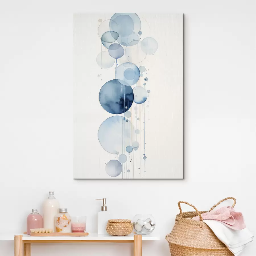 Tableau Textures abstraites bleues et blanches de différentes tailles, sur fond blanc s47021