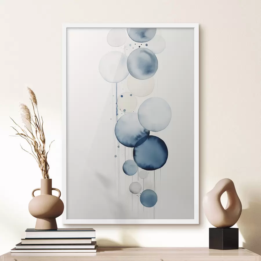 Papier peint Textures abstraites bleues et blanches de différentes tailles, sur fond blanc f47020