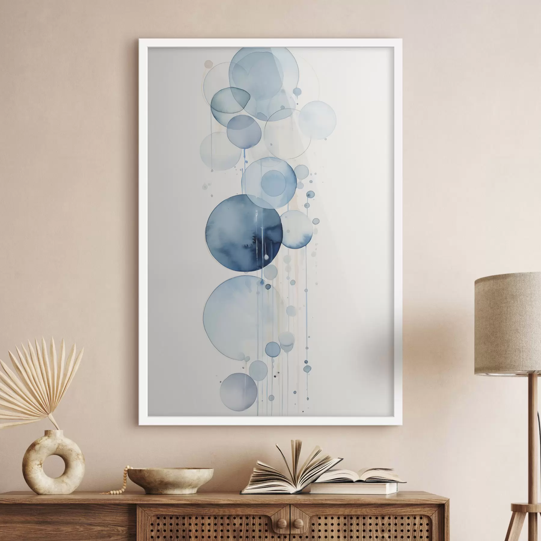 Papier peint Textures abstraites bleues et blanches de différentes tailles, sur fond blanc f47021
