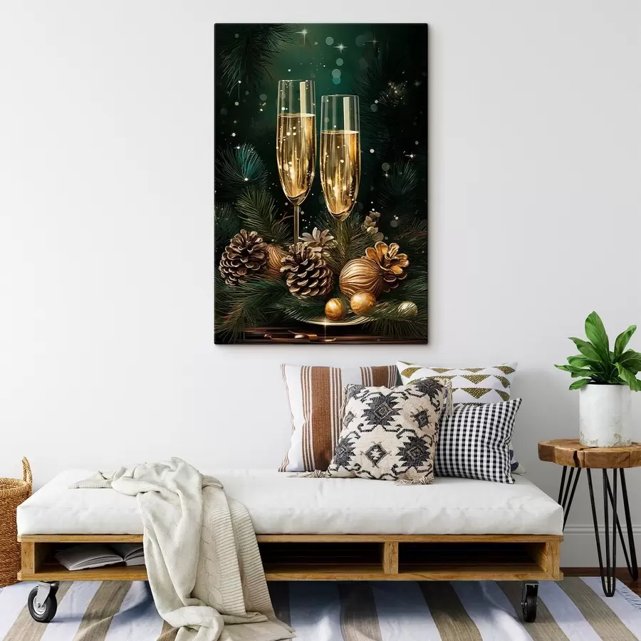 Tableau Composition du Nouvel An, coupes de champagne s46981