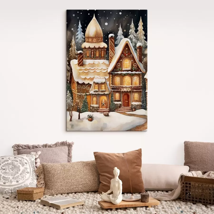 Tableau Maisons enneigées dans la forêt s46985