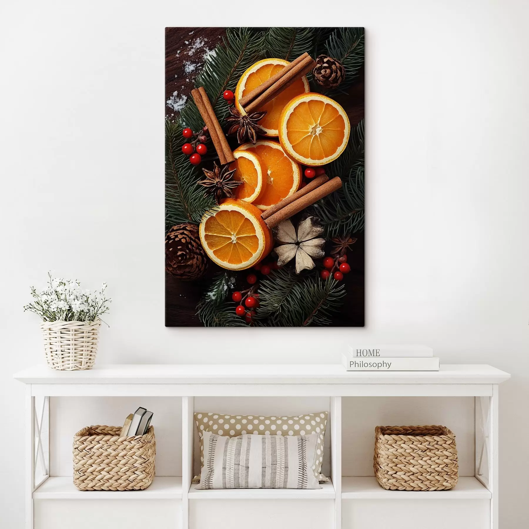 Tableau Dessin de fruits, orange et cannelle s46986