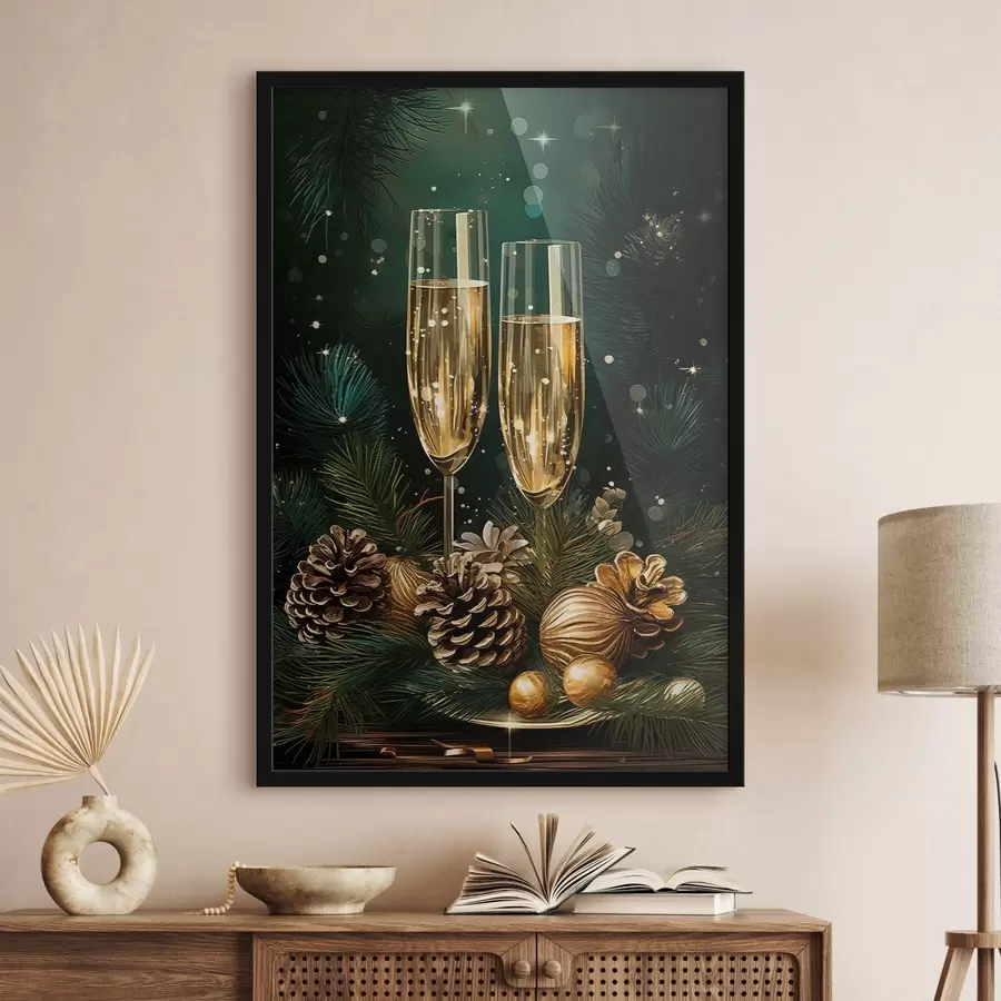 Papier peint Composition du Nouvel An, coupes de champagne f46981