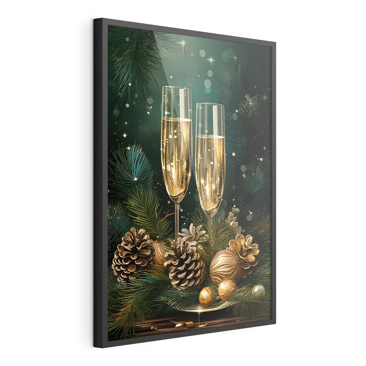 Poster Composition du Nouvel An, coupes de champagne f46981