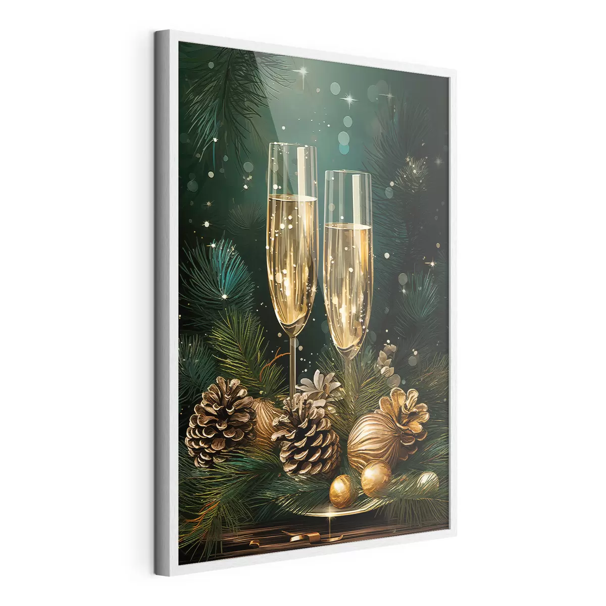 Poster Composition du Nouvel An, coupes de champagne f46981
