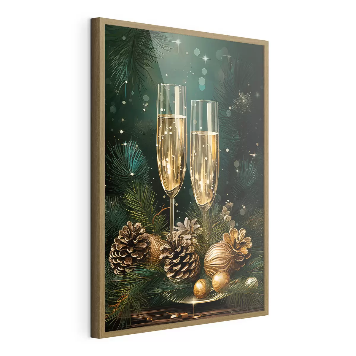 Poster Composition du Nouvel An, coupes de champagne f46981