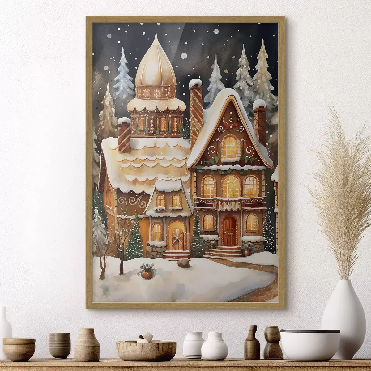 Poster Maisons enneigées dans la forêt f46985