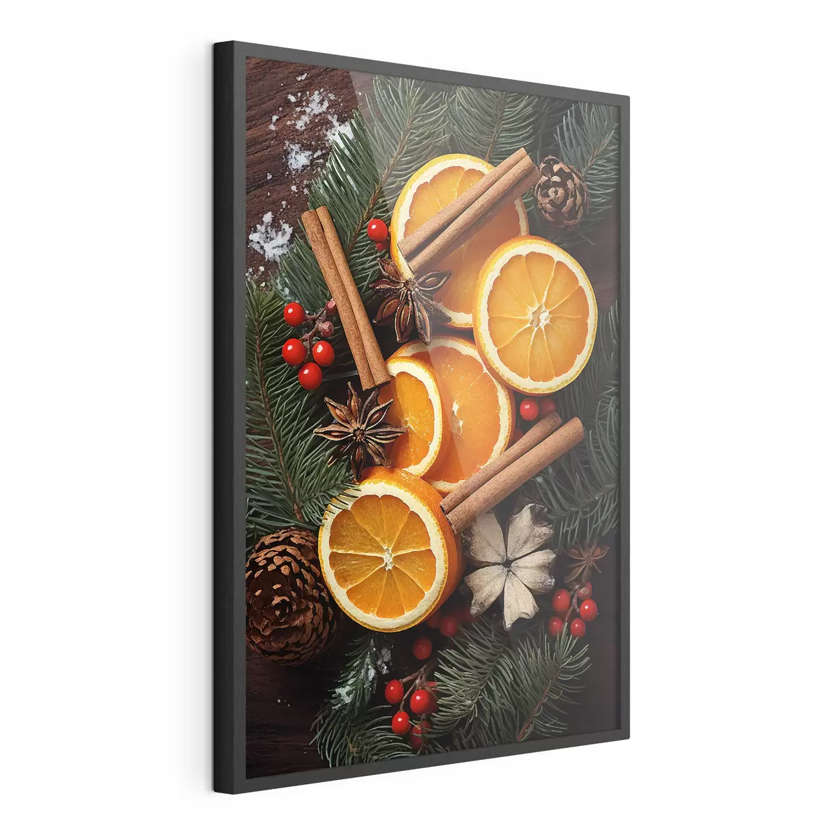 Poster Dessin de fruits, orange et cannelle f46986