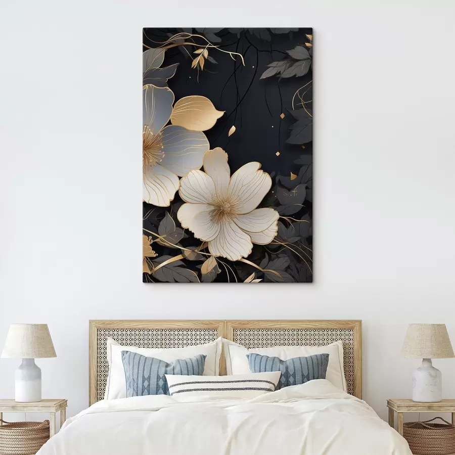 Tableau Grandes fleurs sur fond sombre s46885