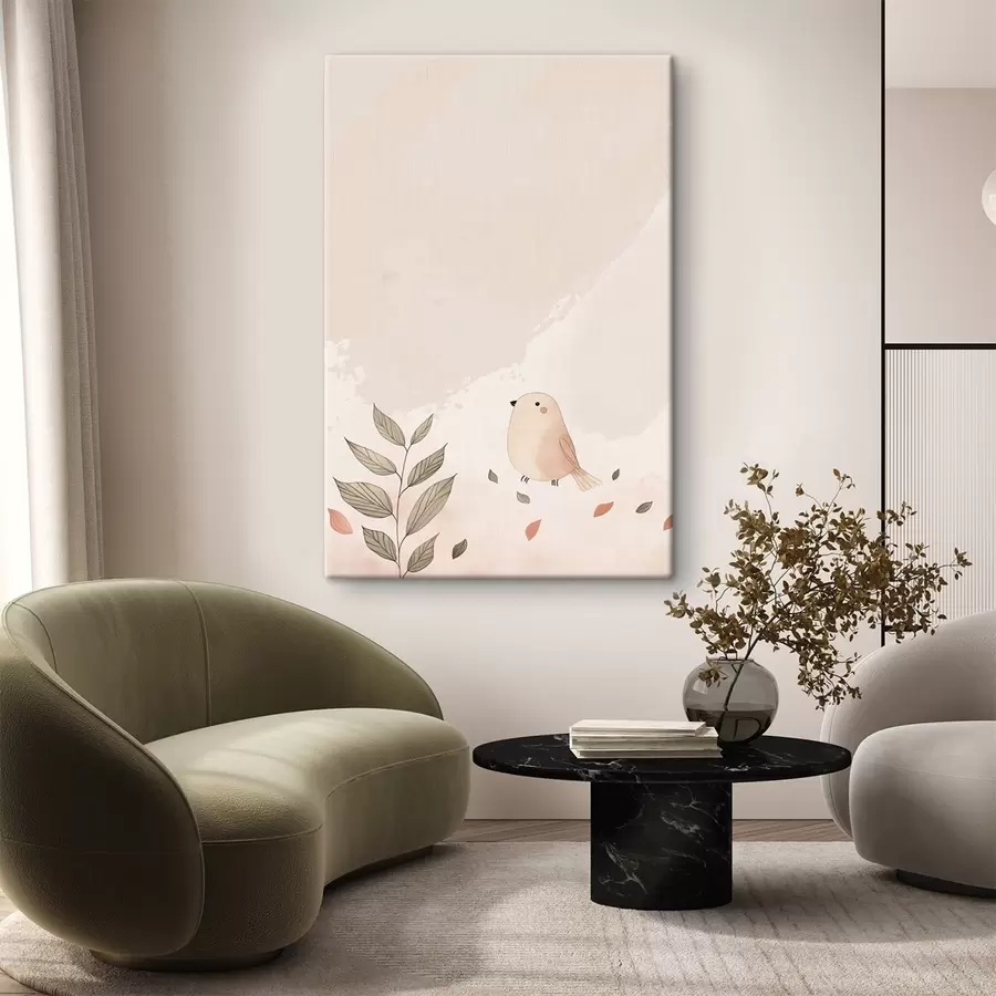 Tableau Oiseau et feuilles s47063