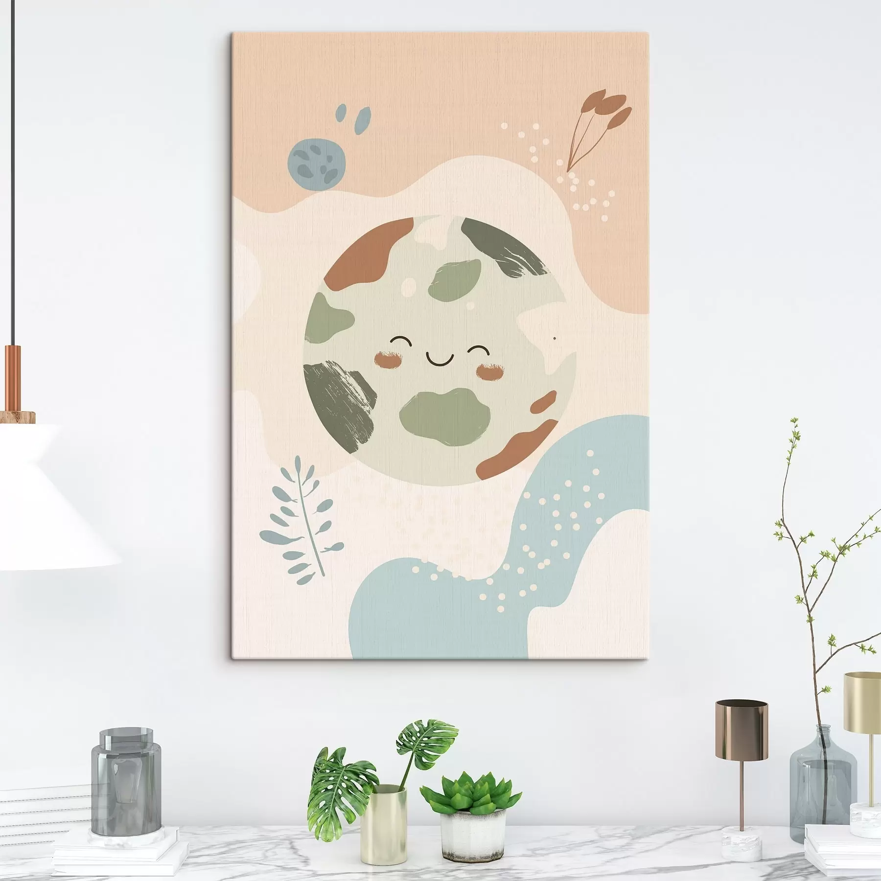 Tableau La Terre dans un style enfantin s47066