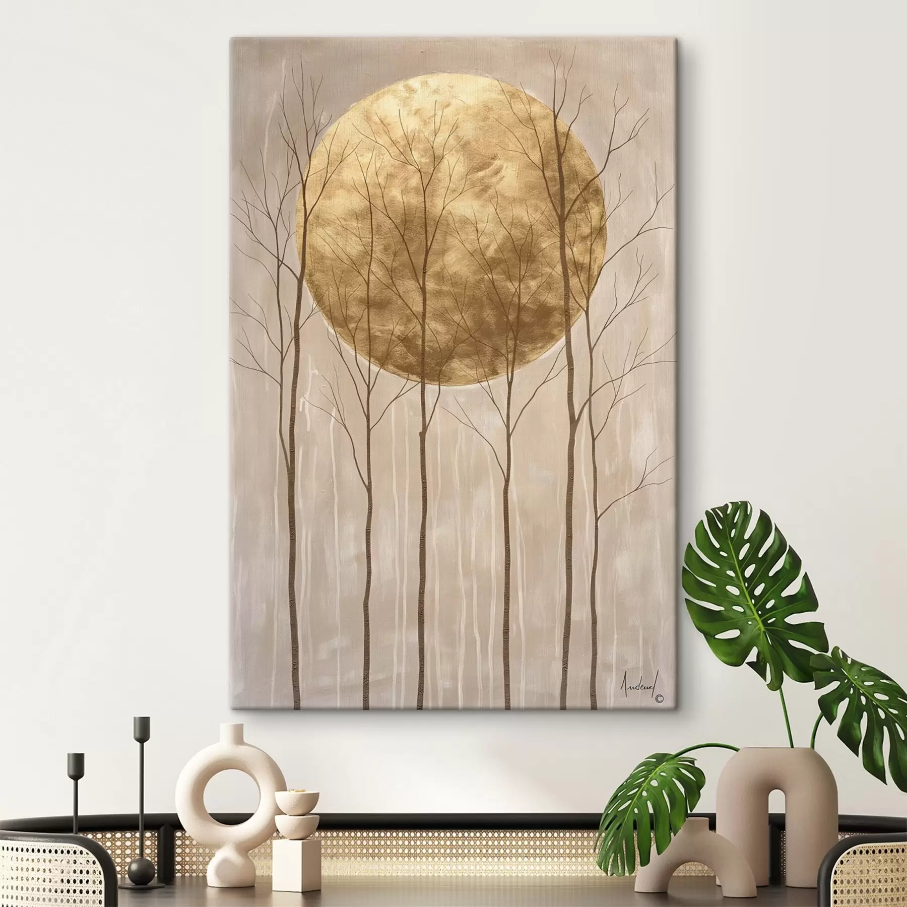 Tableau Des arbres et un cercle s47084