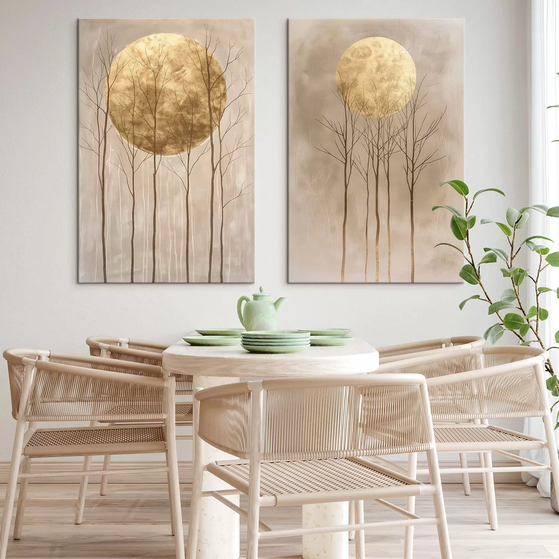 Tableau Arbres délicats et cercle m01137