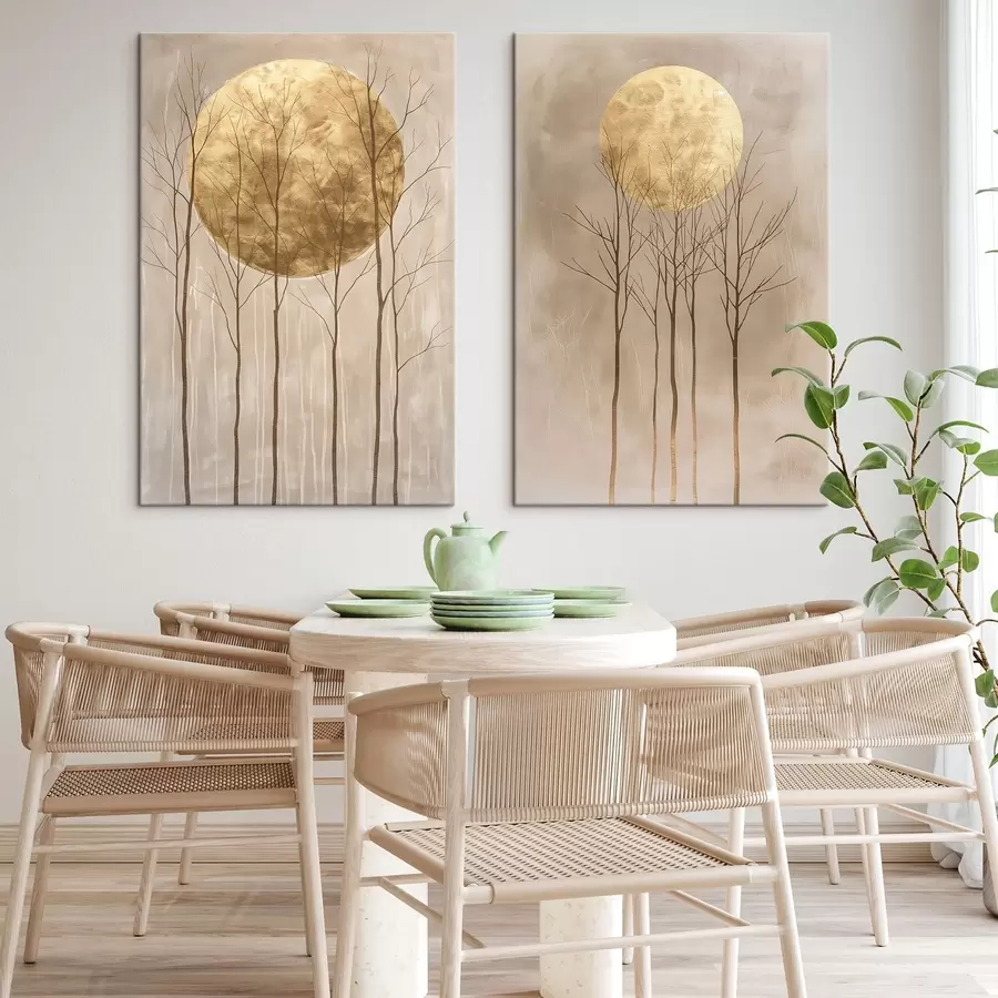 Tableau Arbres délicats et cercle m01137