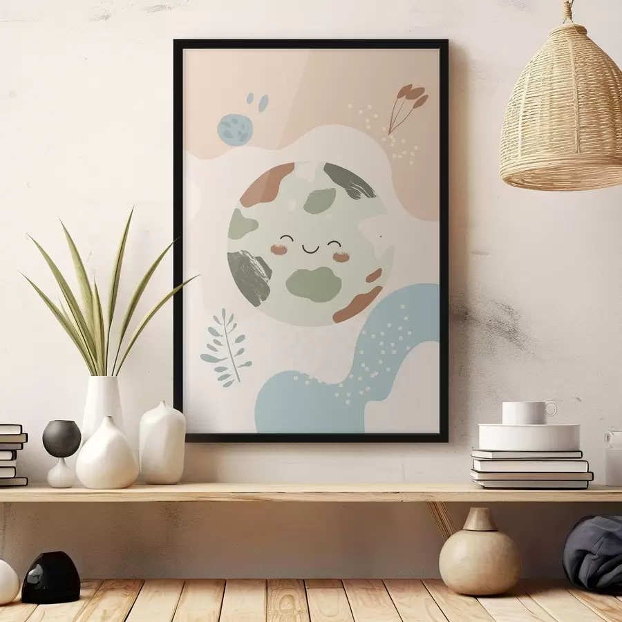 Papier peint La Terre dans un style enfantin f47066