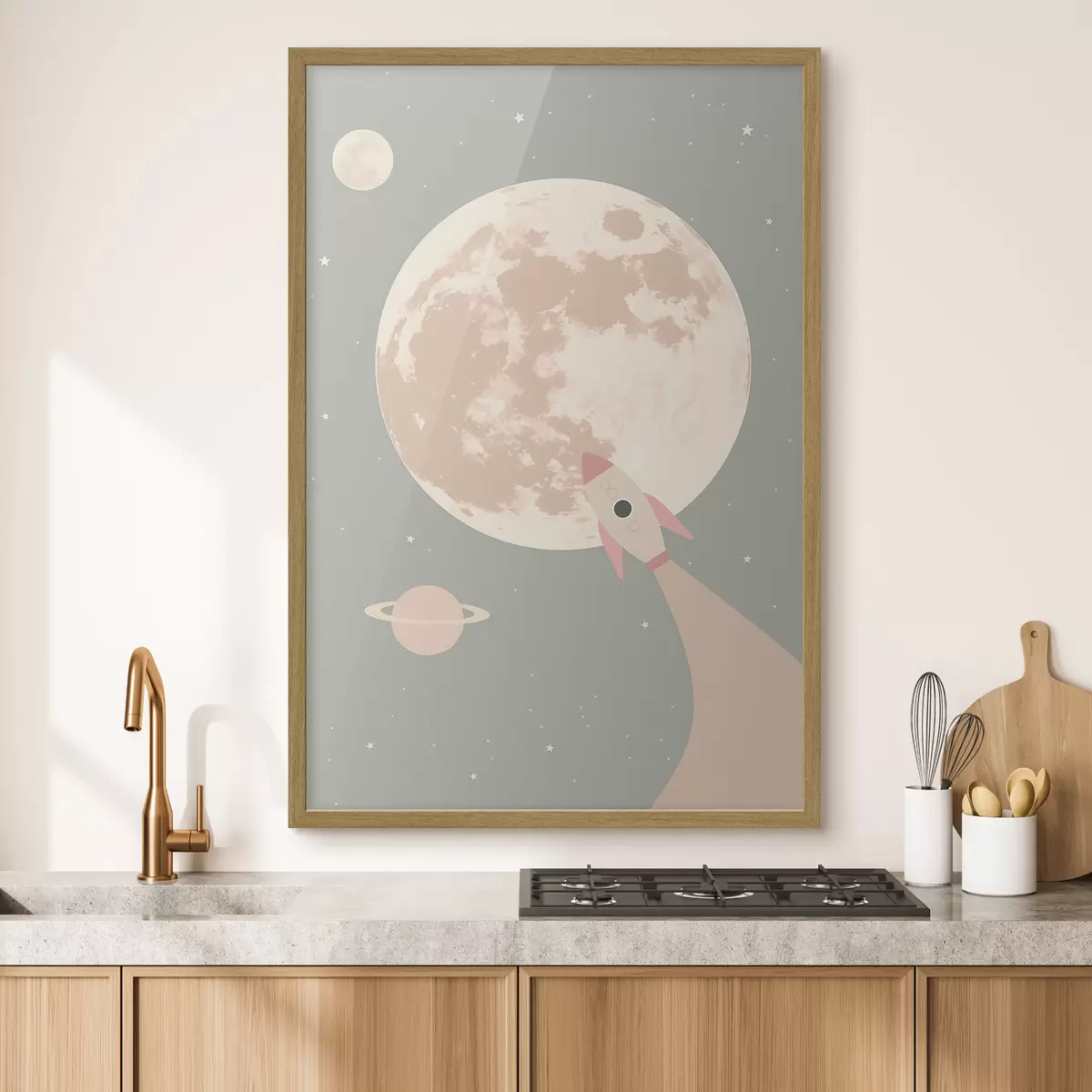 Poster Lune et fusée spatiale f47067