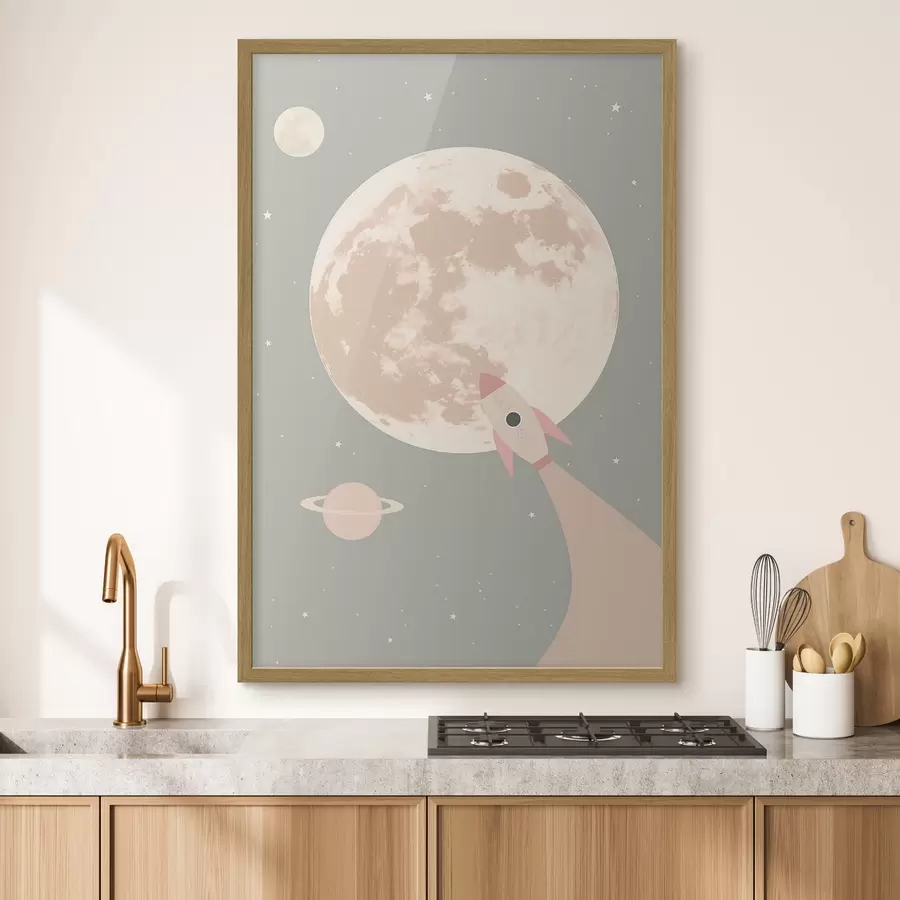 Papier peint Lune et fusée spatiale f47067