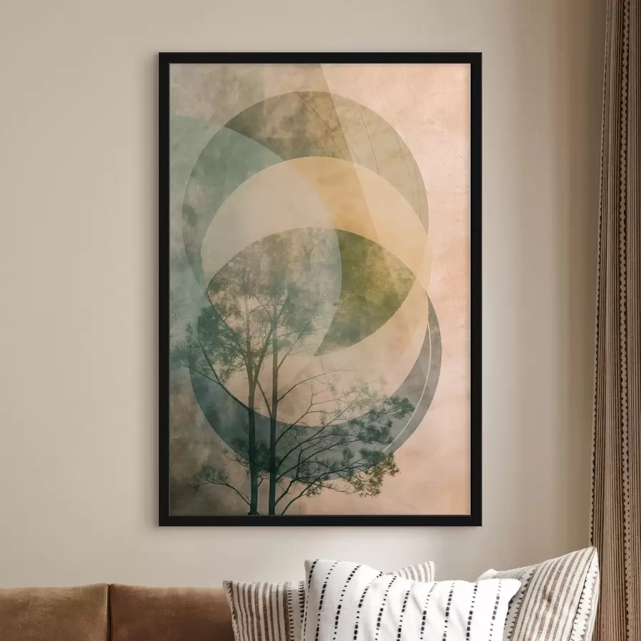 Papier peint Cercles et feuilles f47073