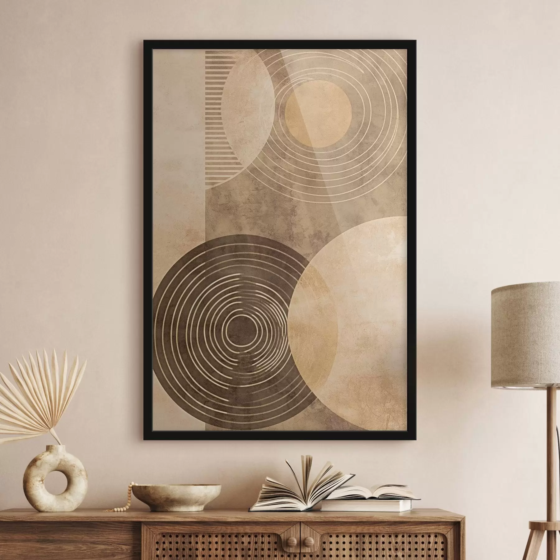 Papier peint Cercles aux couleurs neutres f47082