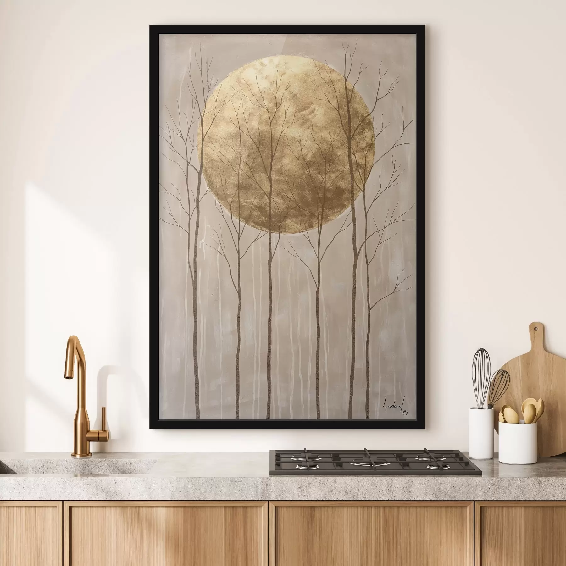 Papier peint Des arbres et un cercle f47084