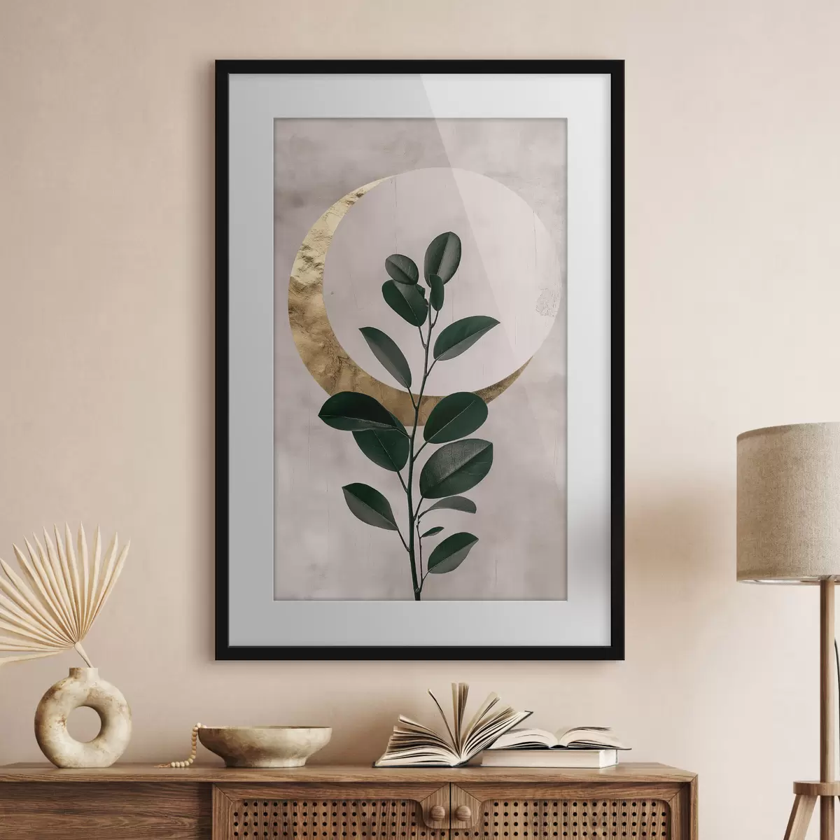 Poster Feuilles et demi-lune f47085