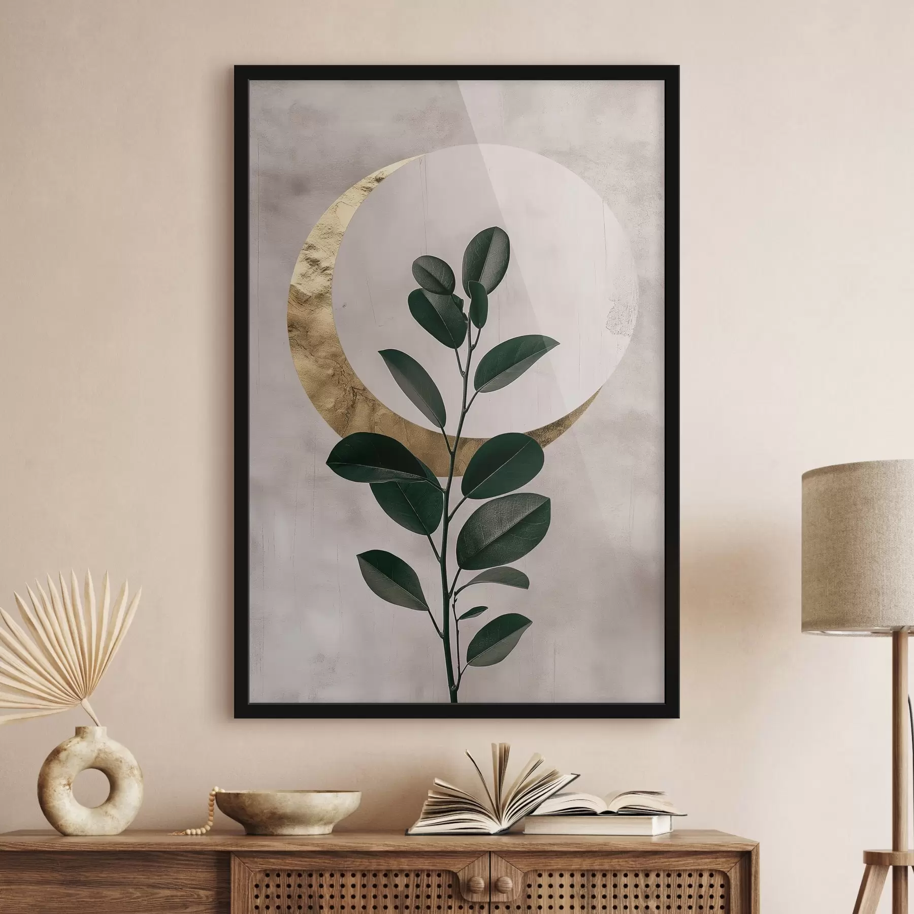 Papier peint Feuilles et demi-lune f47085