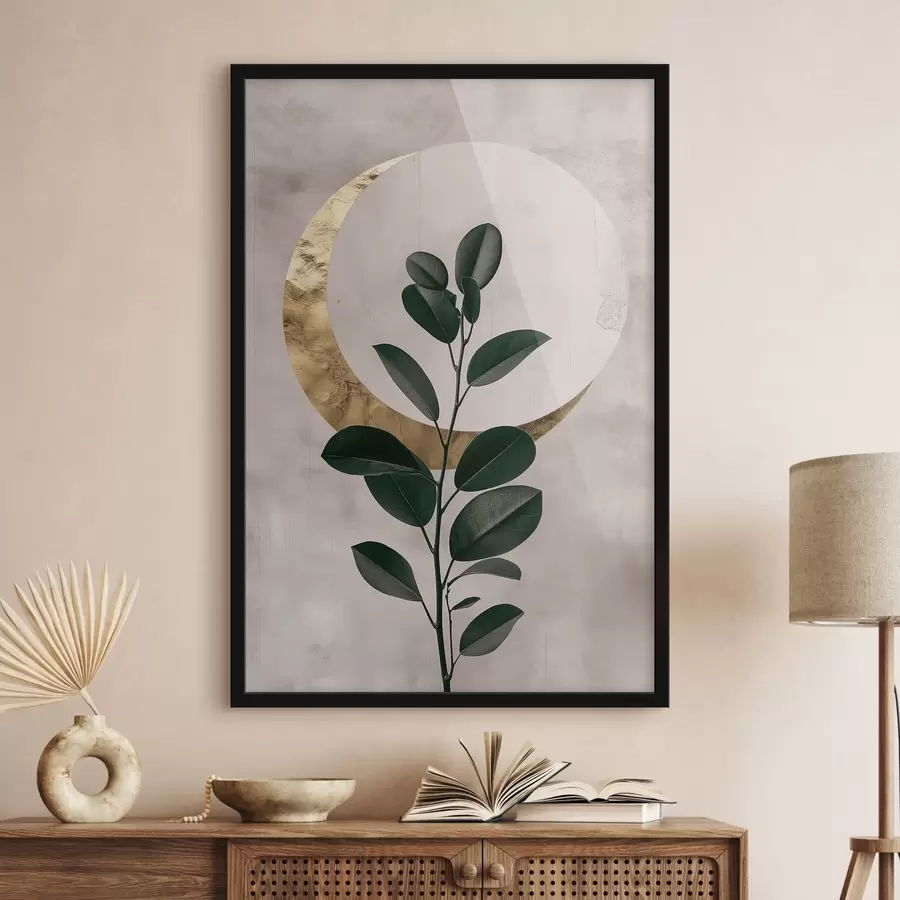 Papier peint Feuilles et demi-lune f47085