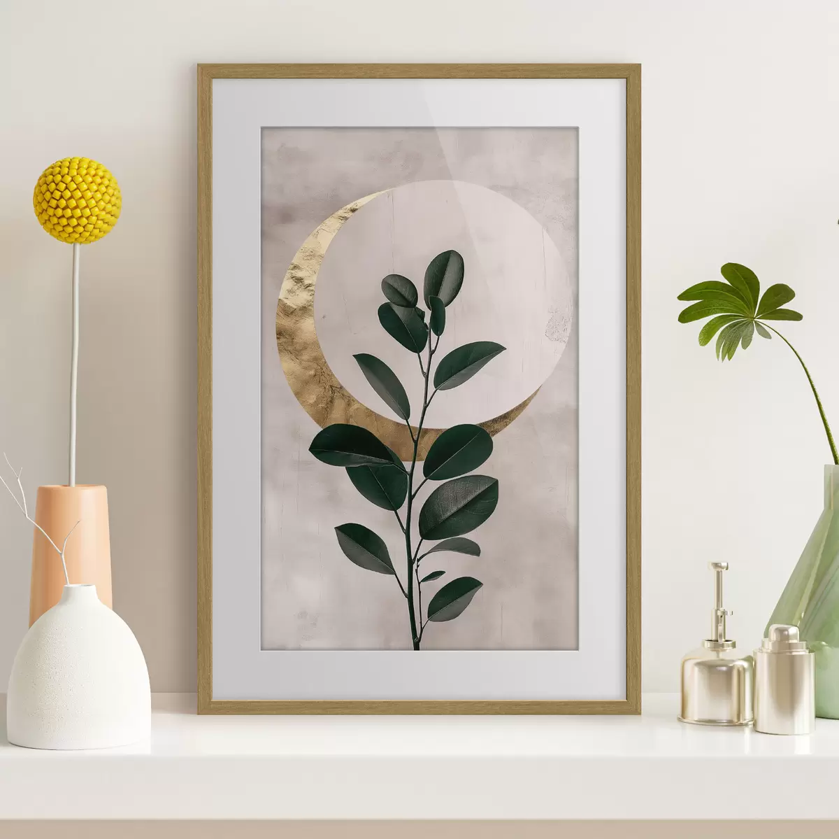 Poster Feuilles et demi-lune f47085