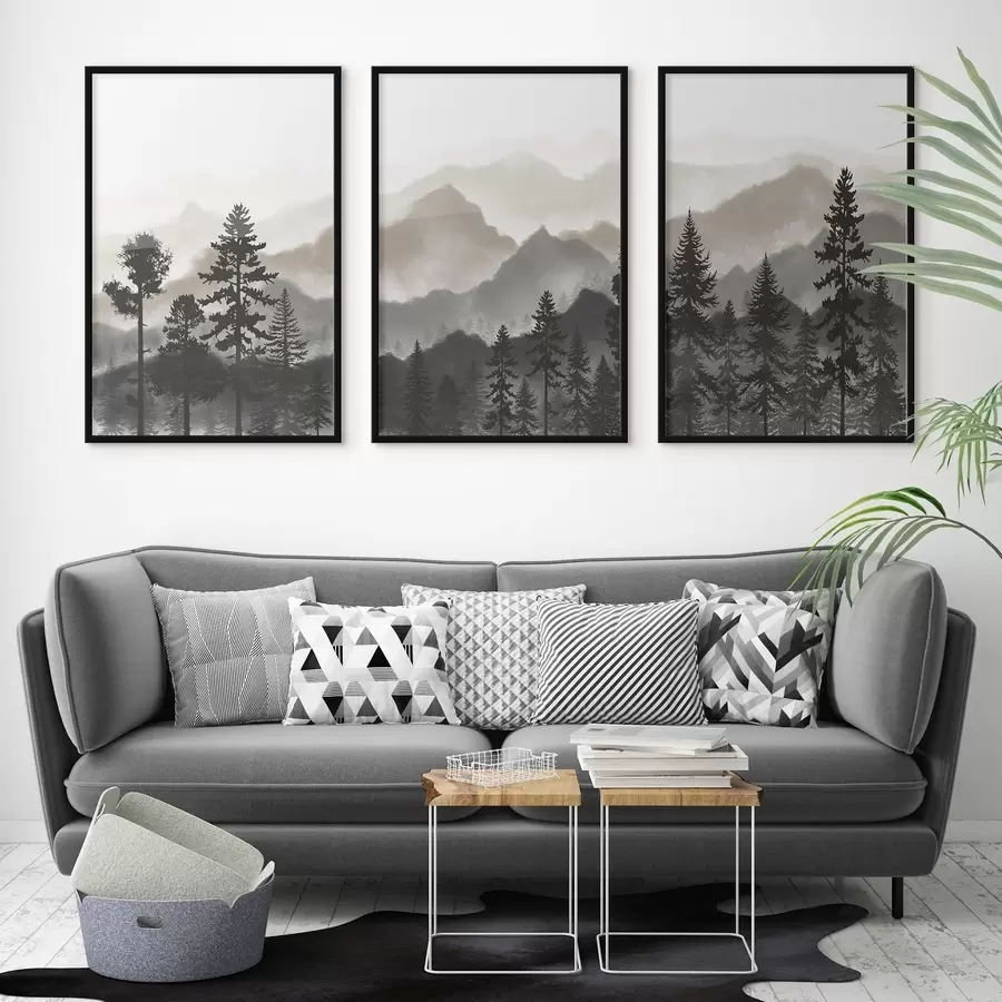 Papier peint Paysage montagneux serein avec des arbres d00244v1