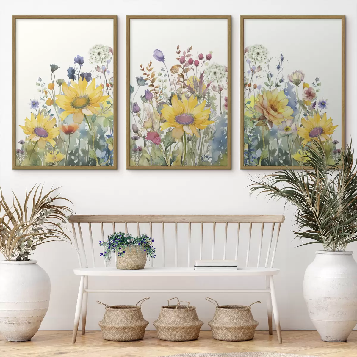 Poster Aquarelle estivale colorée représentant des fleurs sauvages d00333