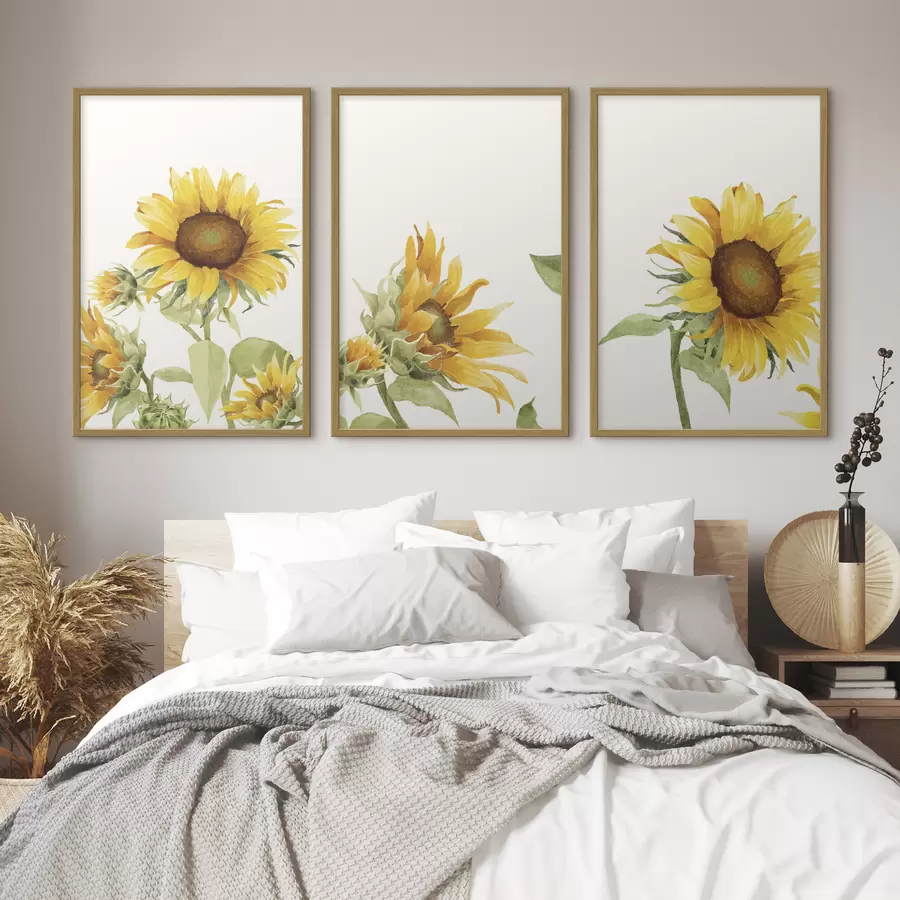 Papier peint Tournesols colorés à l'aquarelle d00334