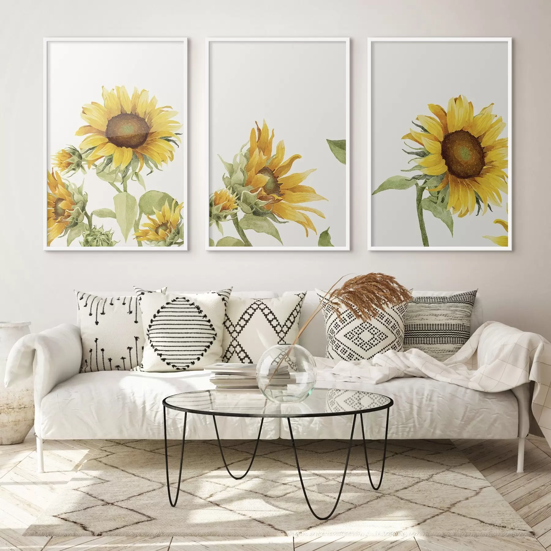 Papier peint Tournesols colorés à l'aquarelle d00334