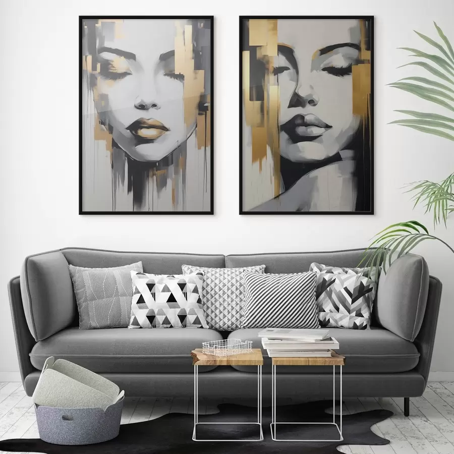 Papier peint Visages féminins abstraits d00376