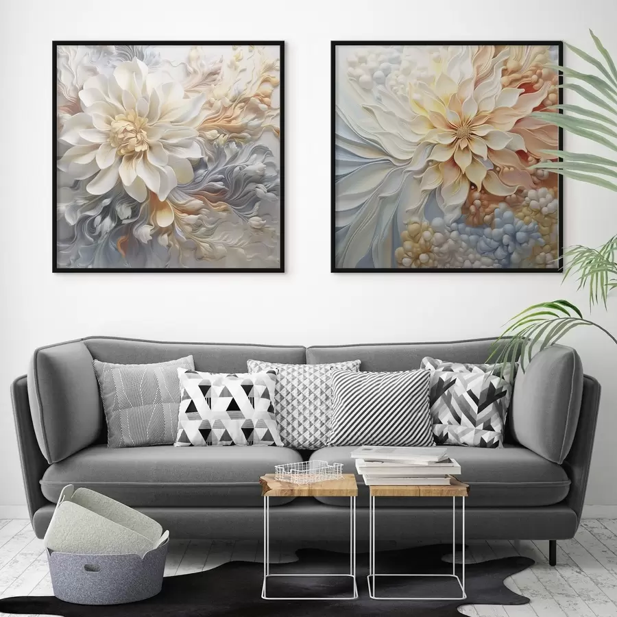 Papier peint Fleurs abstraites volumétriques d00379