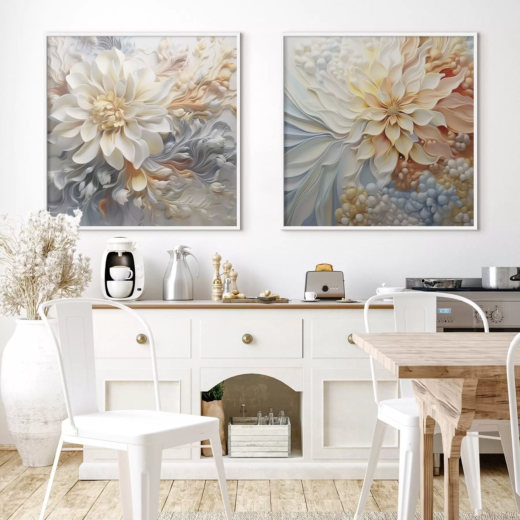 Papier peint Fleurs abstraites volumétriques d00379