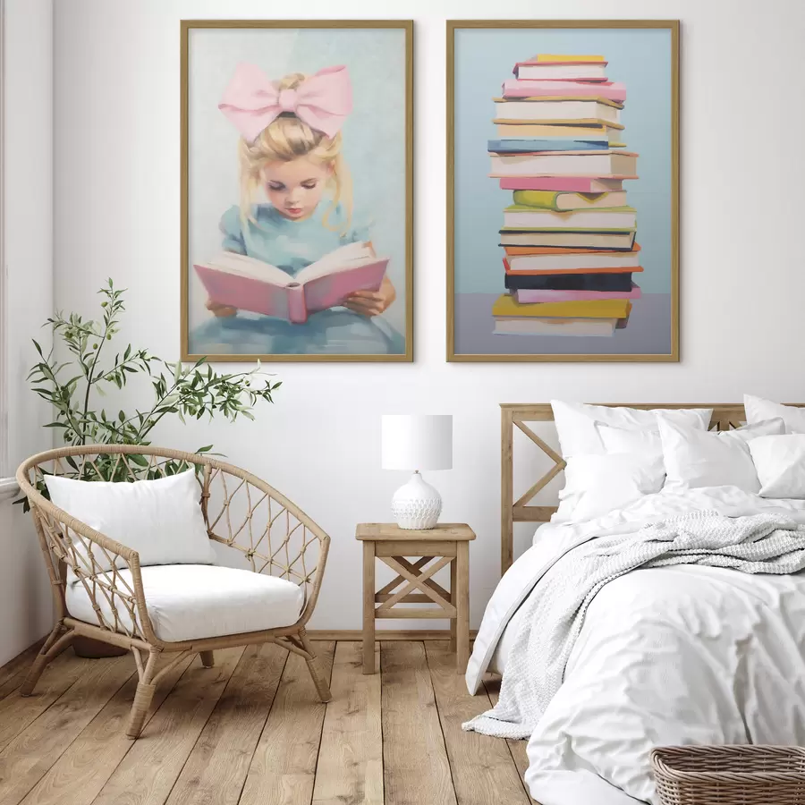 Papier peint Une fille et des livres d00395
