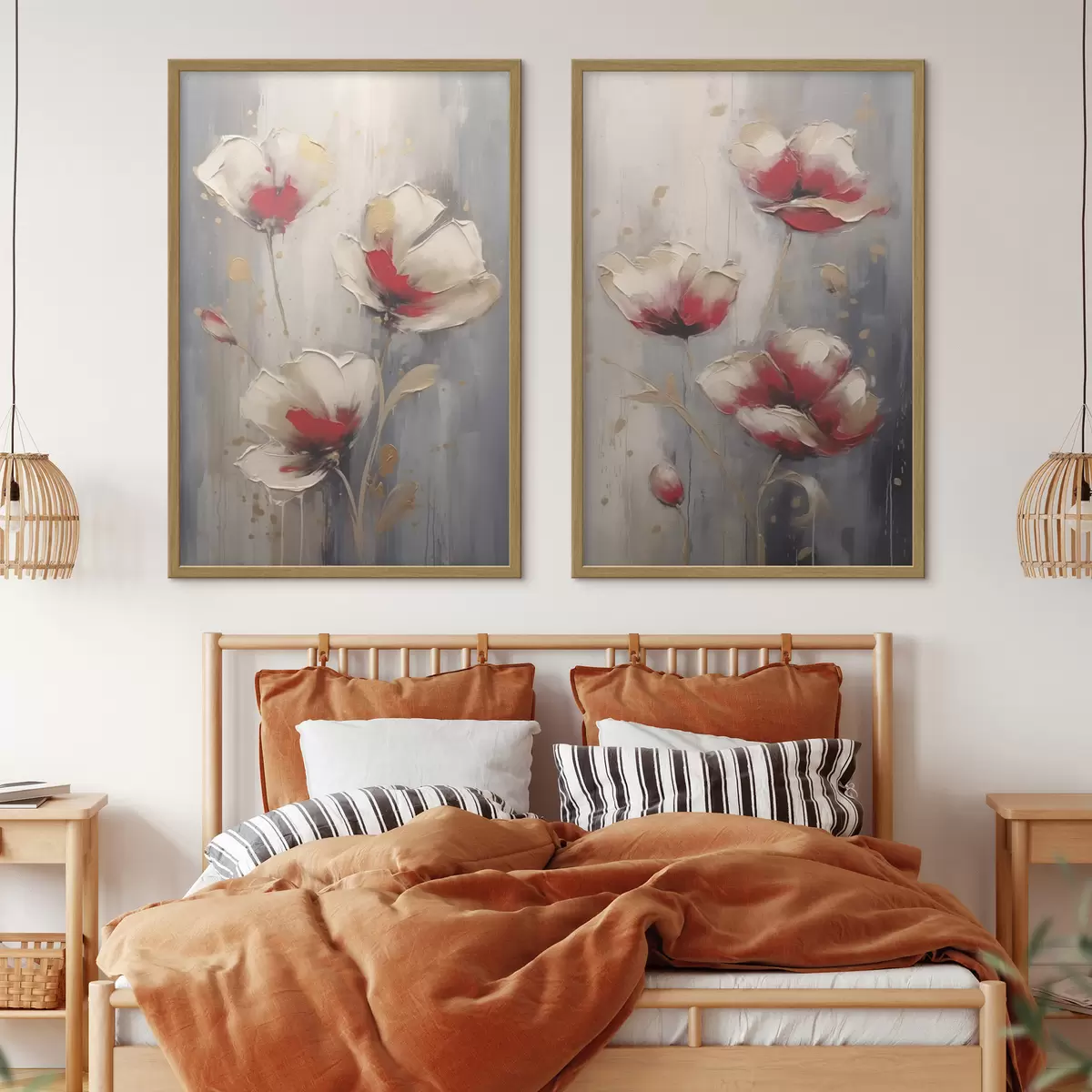 Poster Fleurs blanches et rouges d00399