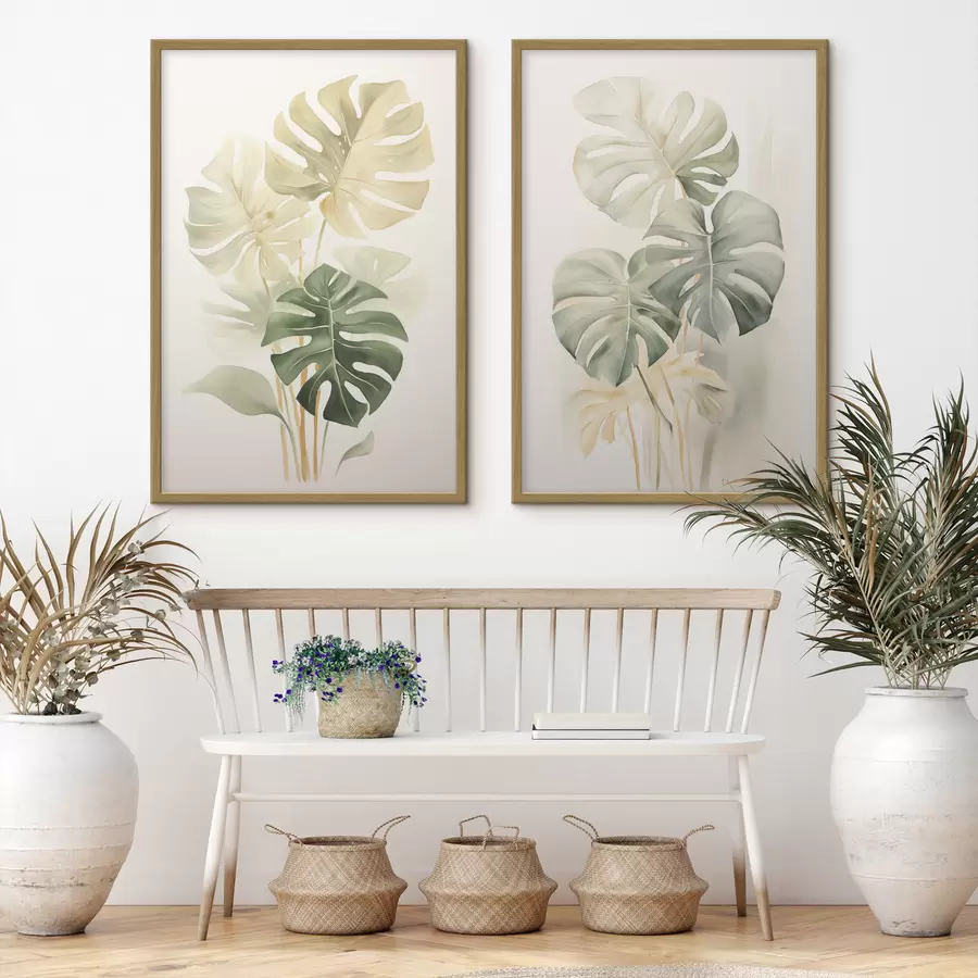 Papier peint Feuilles de monstera, feuilles tropicales d00429