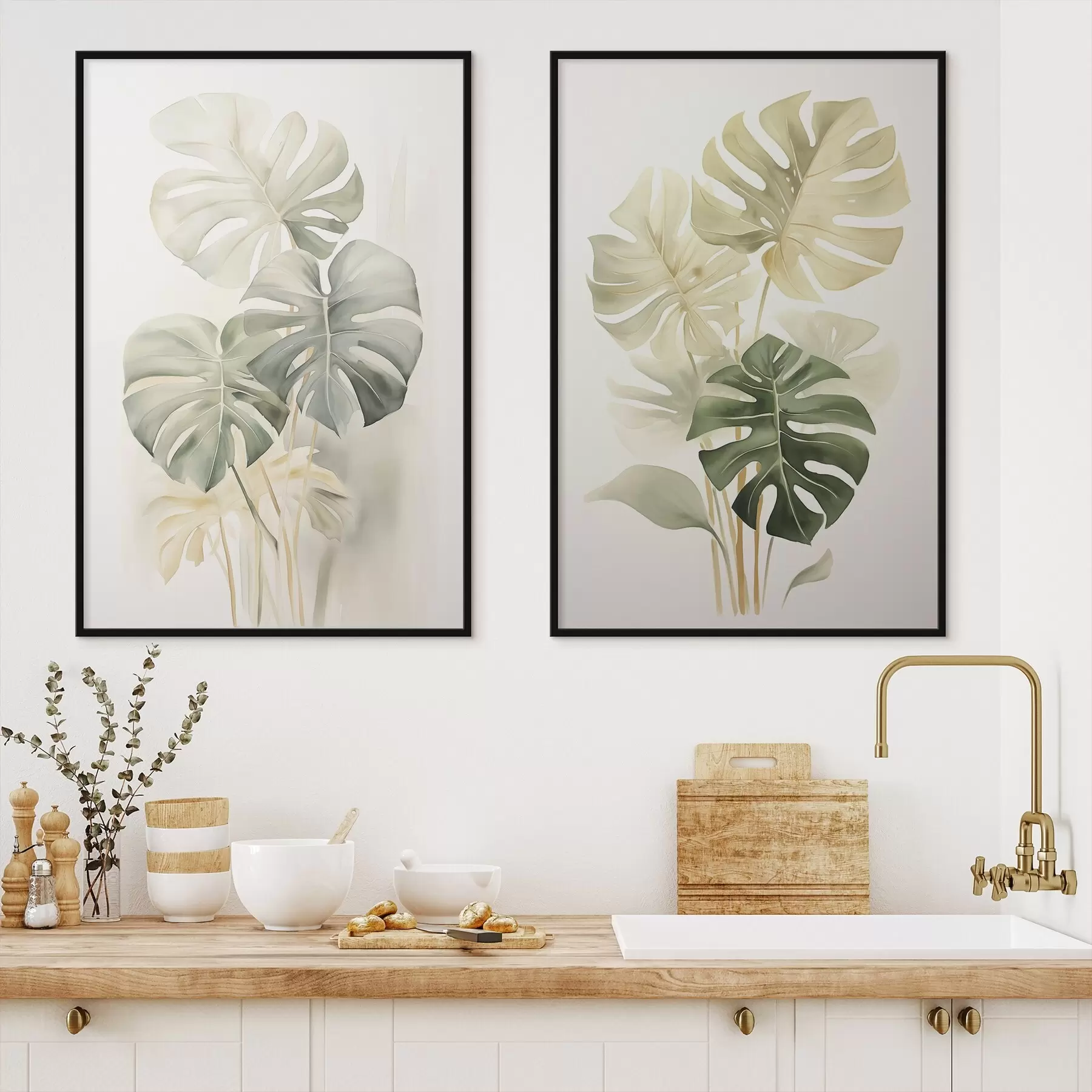 Papier peint Feuilles de monstera, feuilles tropicales d00429