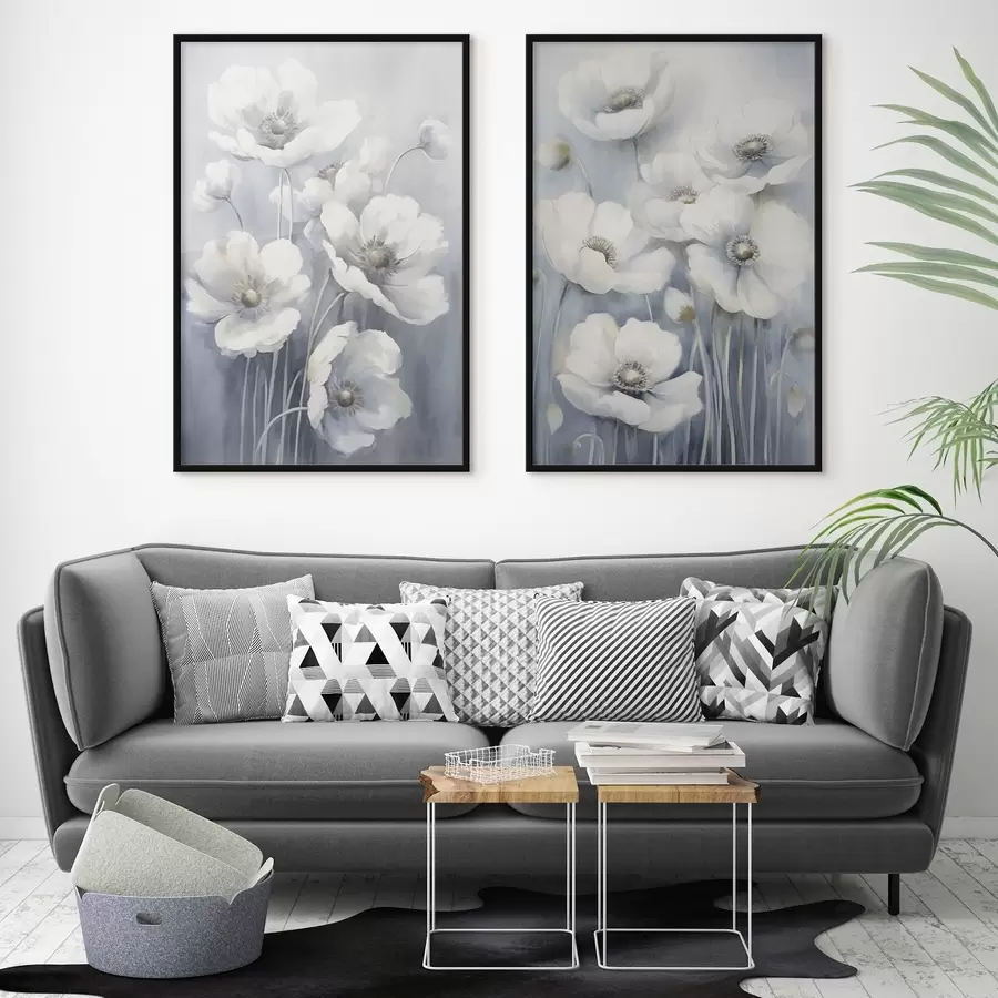 Papier peint Fleurs vintage blanches d00430