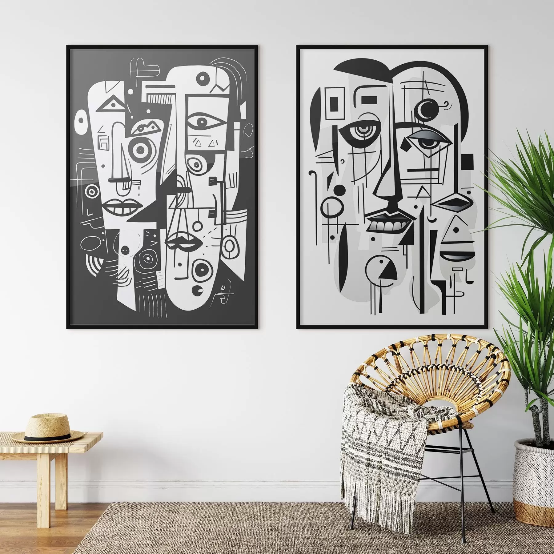 Papier peint Visages abstraits d00456