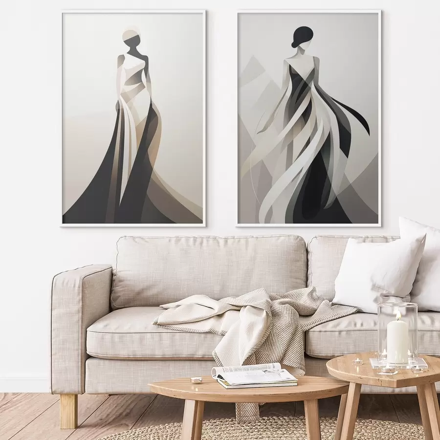 Papier peint Composition de silhouettes dans des tons clairs et foncés d00465