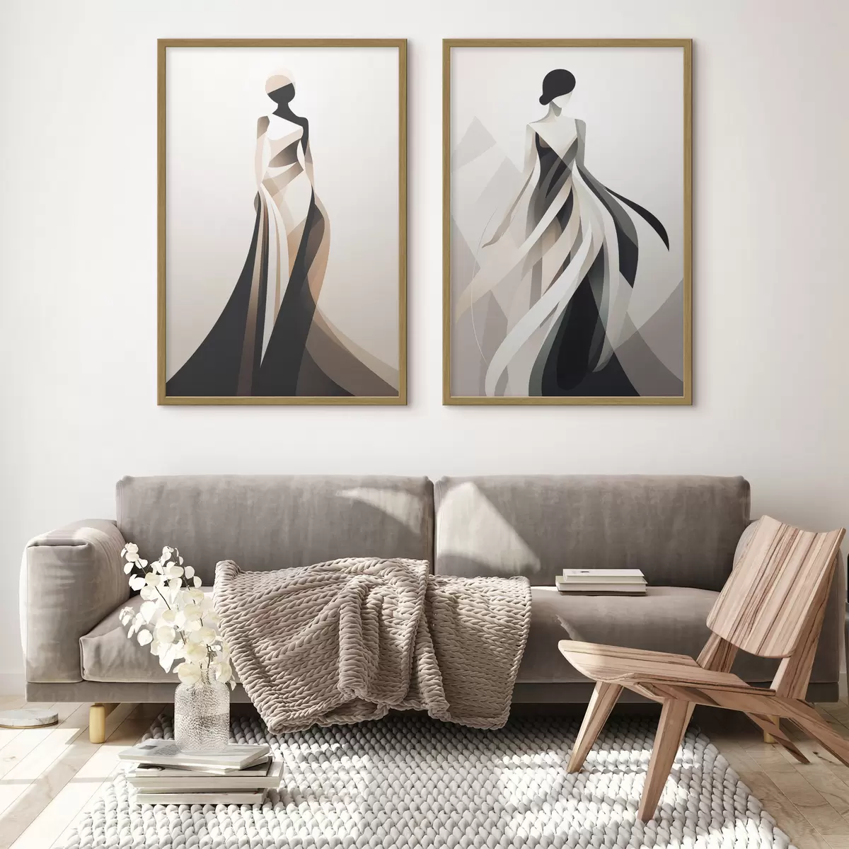 Poster Composition de silhouettes dans des tons clairs et foncés d00465