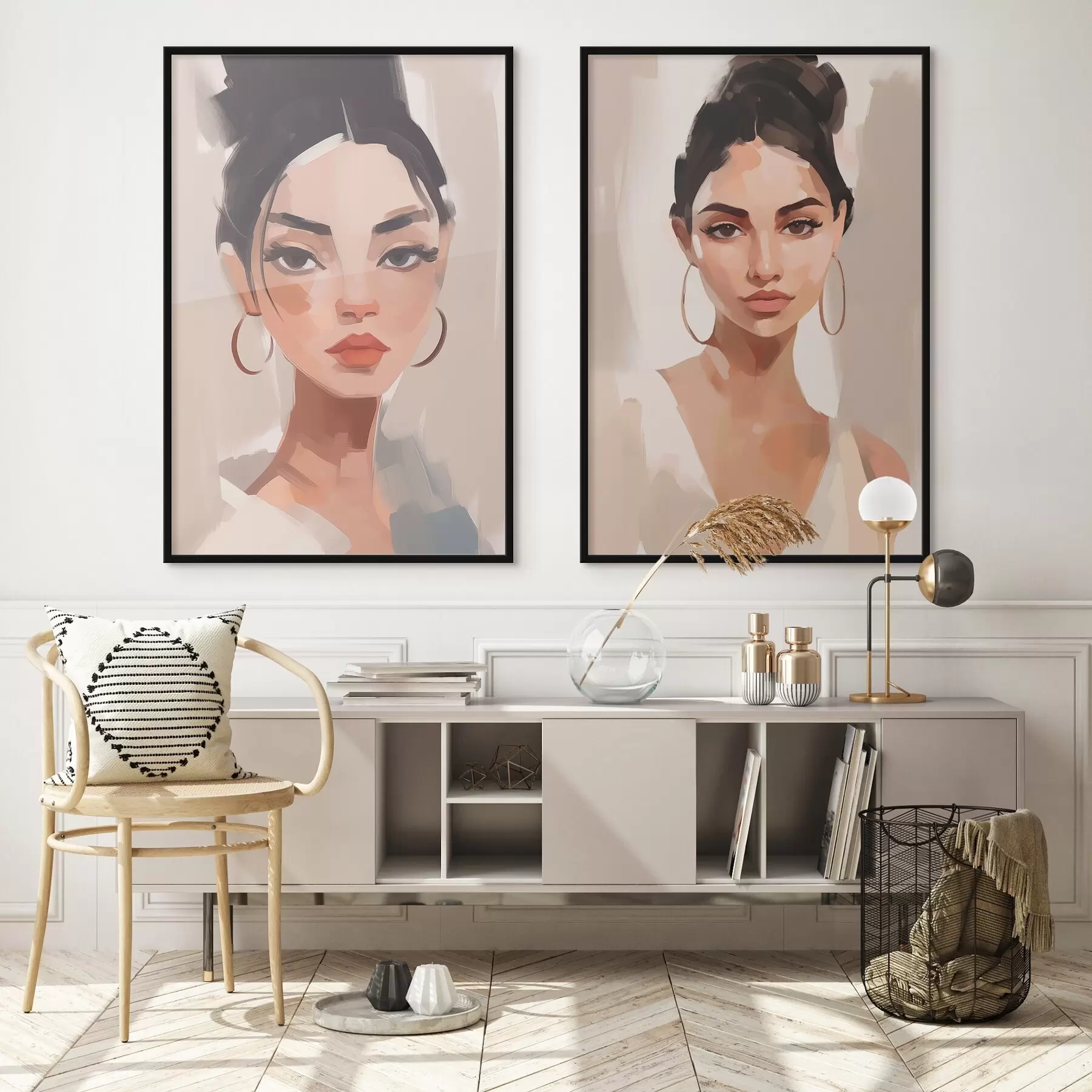 Papier peint Portrait d'une jeune fille imitation de peinture d00484