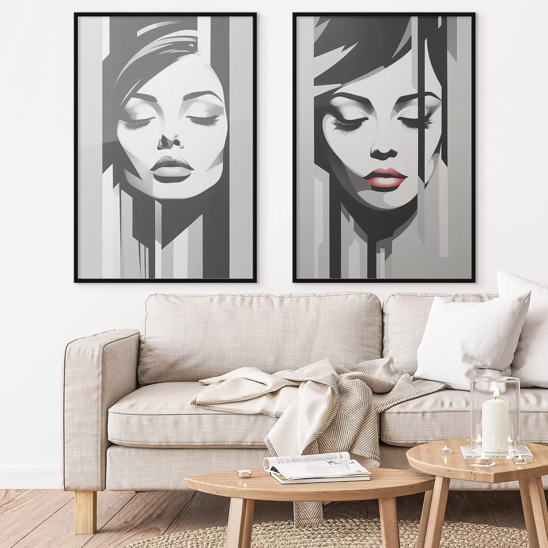 Papier peint Géométrie du visage des femmes d00496