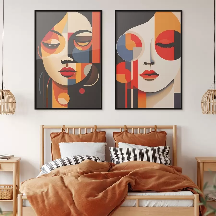 Papier peint Portraits géométriques de femmes d00501