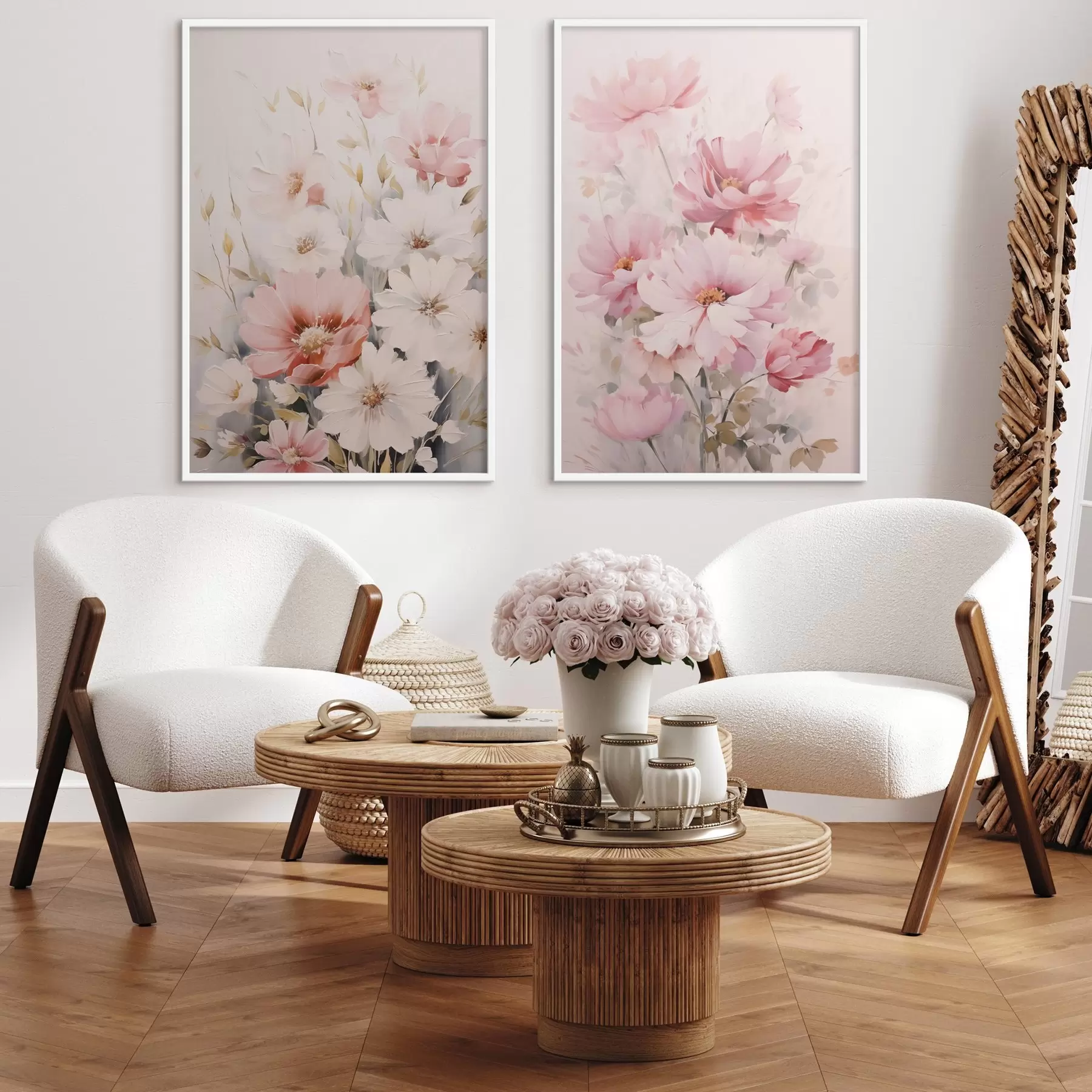 Papier peint Peinture imitation fleurs délicates d00504