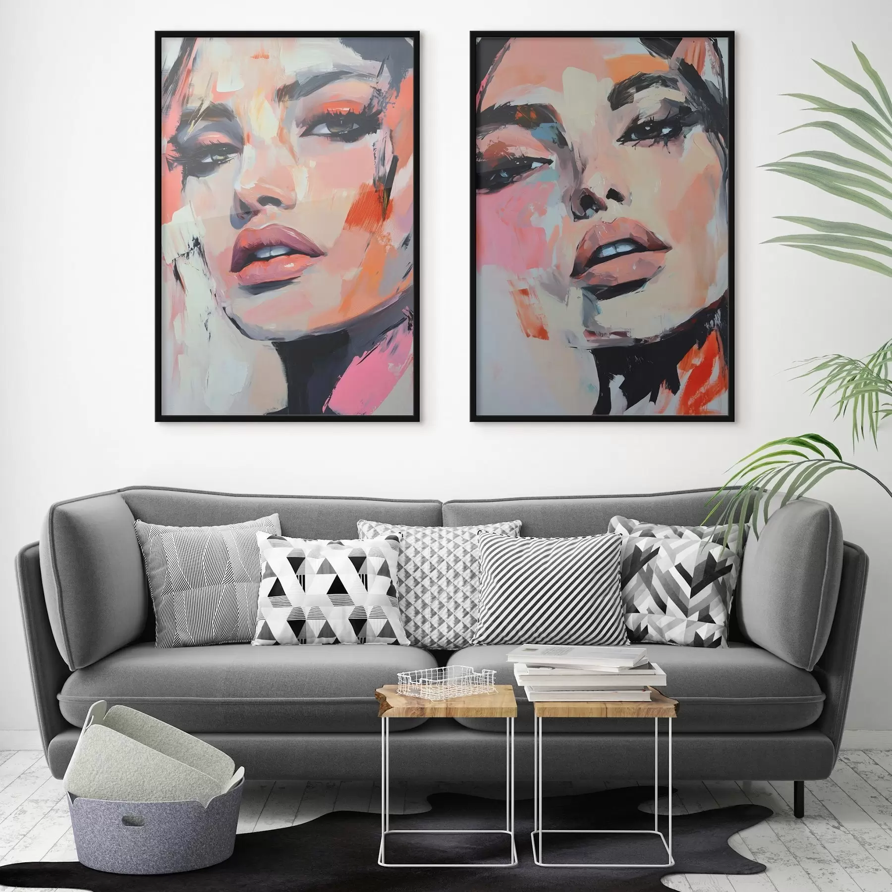 Papier peint Portraits de femmes avec des traits d'imitation d00508