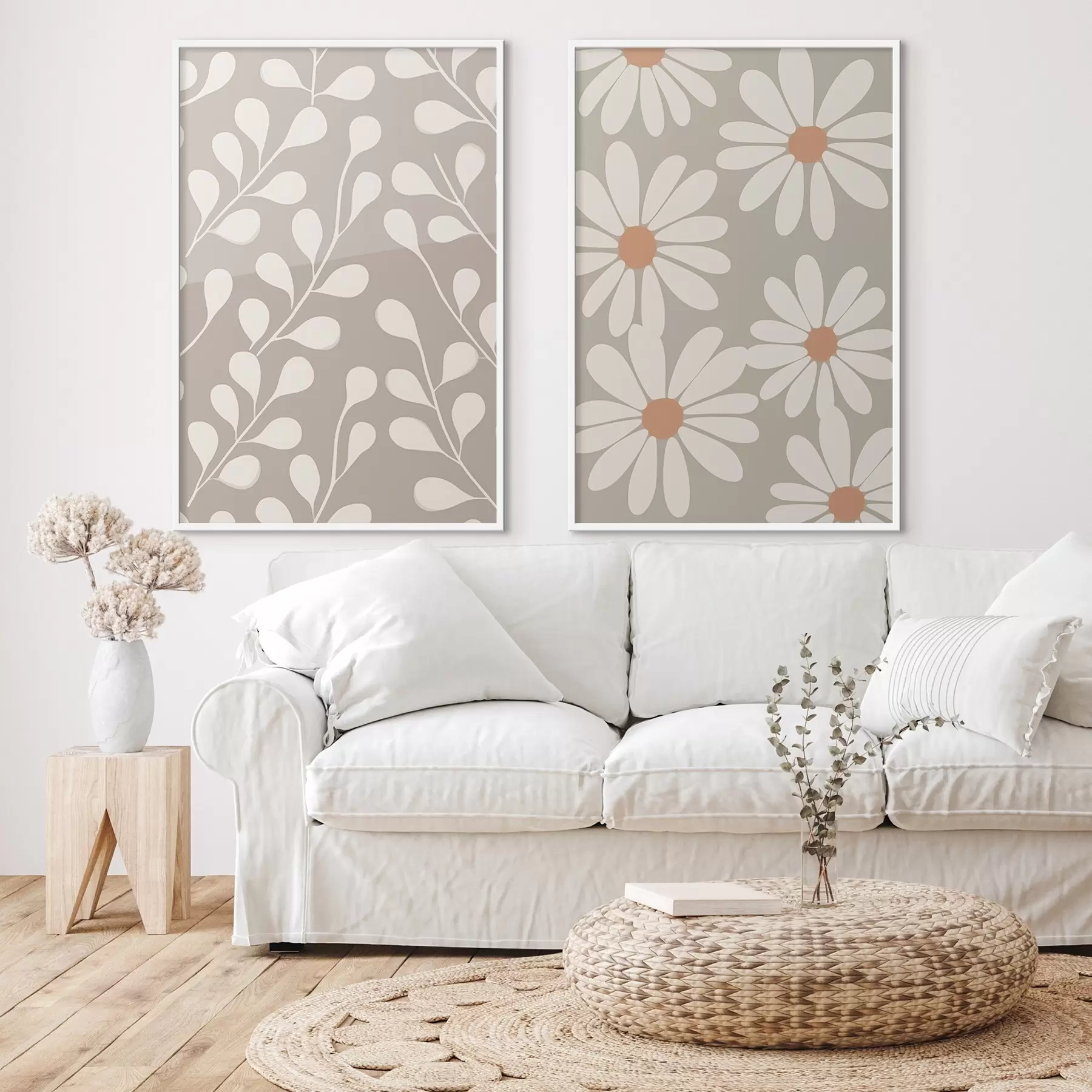 Papier peint Branches et marguerites d00510