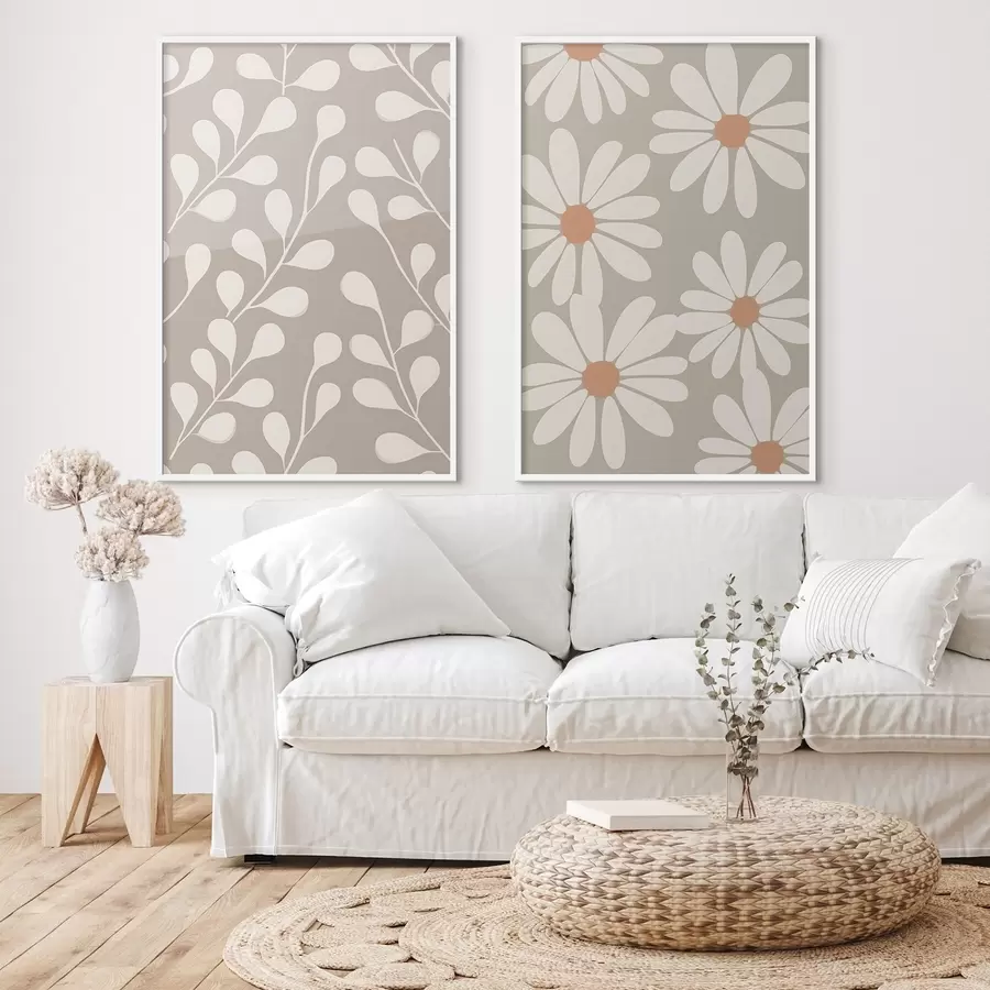 Papier peint Branches et marguerites d00510